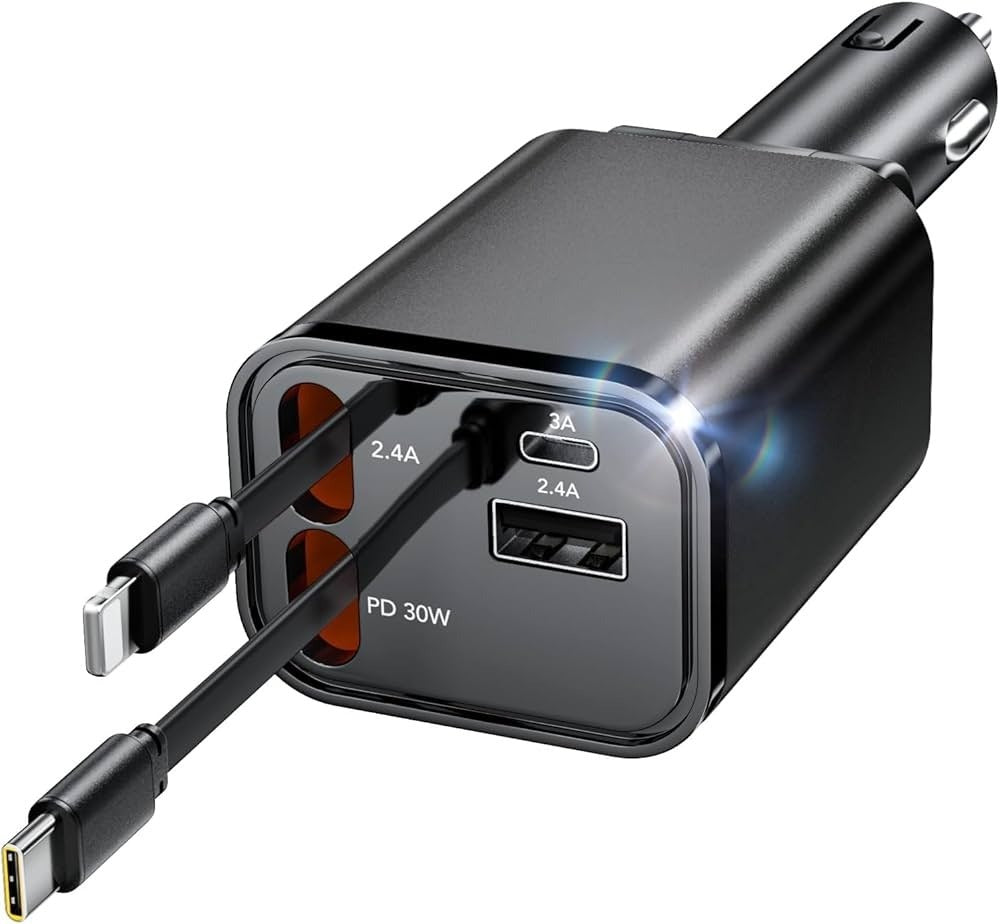 120W 4 in 1 Retractable Car Charger