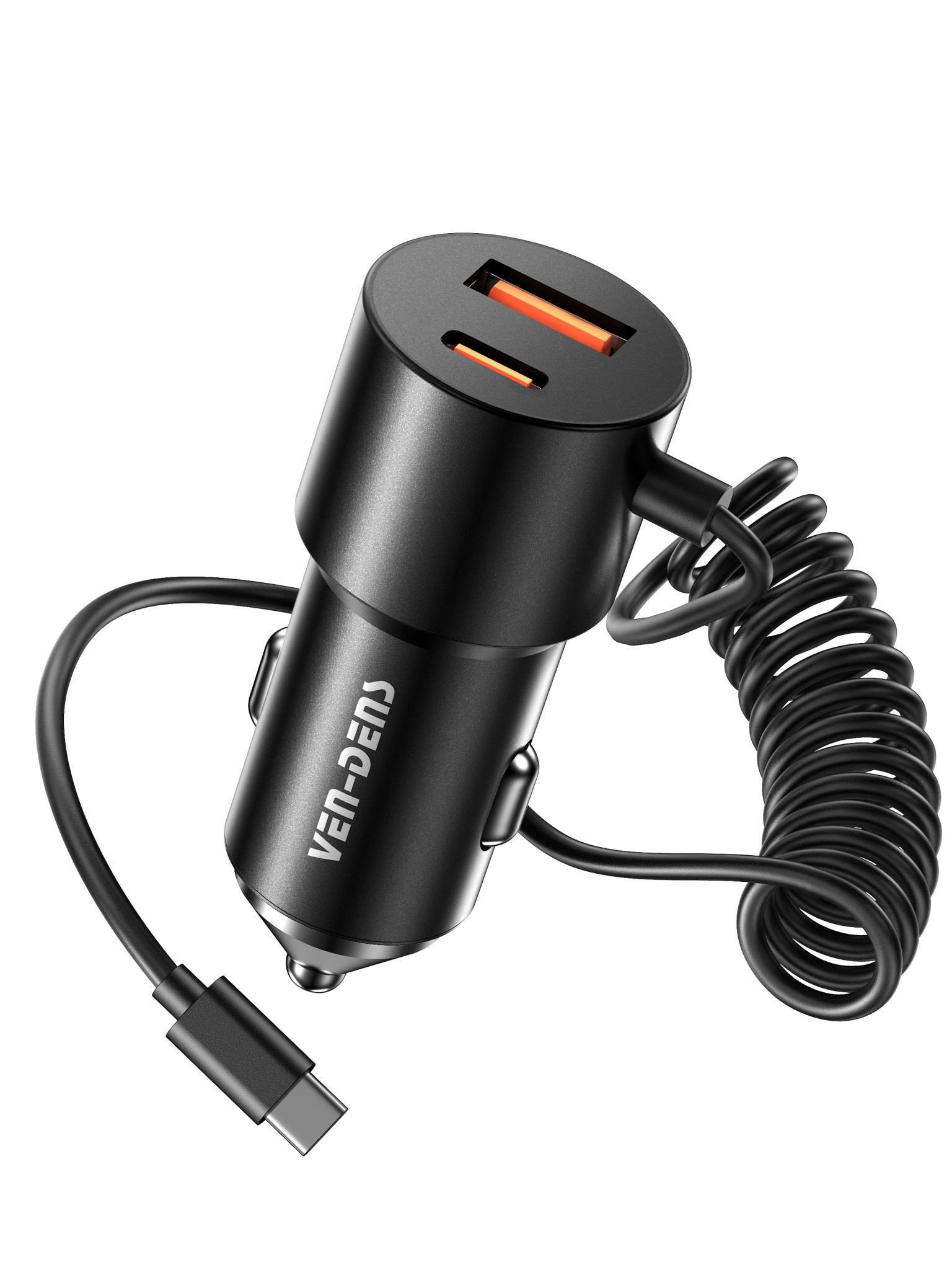 VEN-DENS 66W Fast Car Charger with Built-in USB-C Cable - Image 3